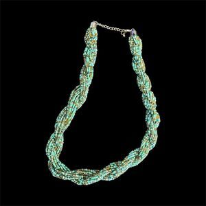 TheTurquoiseShop Multicolor Turquoise Gold Braided Statement Necklace